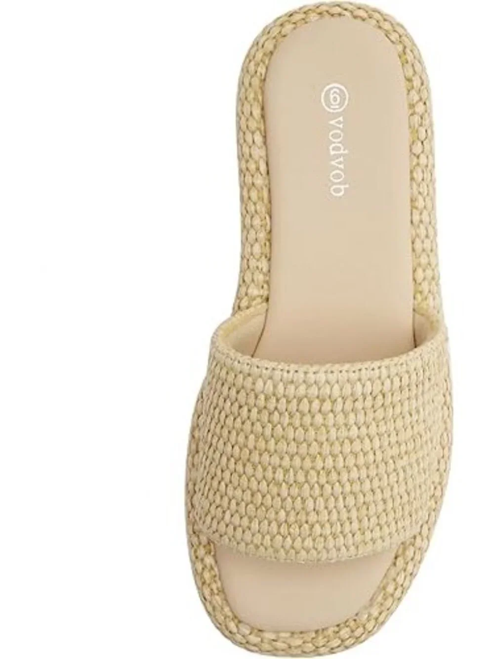 Vodvob Size 10 Sandals Espadrille Raffia Slip-On Beige 1.77